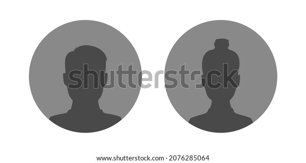 Avatar silhouette man and\
woman anonymous icon. Male and female profile unknown picture\
illustration.