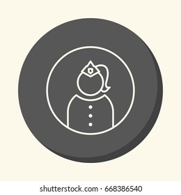 Avatar silhouette of an official woman in a cap with a cockade and uniform, vector line icon with the illusion of volume, simple color change