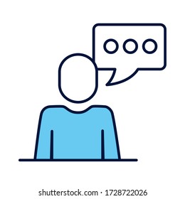 Avatar Silhouette mit Sprachblasenlinie und Füllen Stil Vektor-Darstellung Design