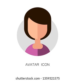 Avatar Simple Icon. Vector Illustration. Flat Graphic Style. Girl Face. Decorative Design for Web, Chat, Office