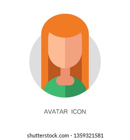 Avatar Simple Icon. Vector Illustration. Flat Graphic Style. Girl Face. Decorative Design for Web, Chat, Office