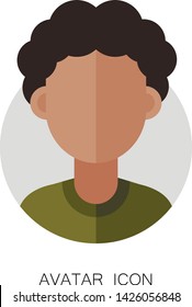 Avatar Simple Icon. Vector Illustration. Flat Graphic Style. Boy Man Face. Decorative Design for Web, Chat, Office, School, Travel