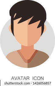 Avatar Simple Icon. Vector Illustration. Flat Graphic Style. Boy Man Face. Decorative Design for Web, Chat, Office, School, Travel