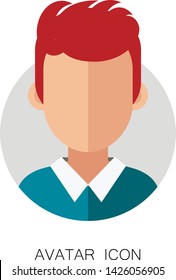 Avatar Simple Icon. Vector Illustration. Flat Graphic Style. Boy Man Face. Decorative Design for Web, Chat, Office, School, Travel