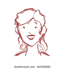 Avatar sketch concept represented by woman icon. Isolated and flat illustration