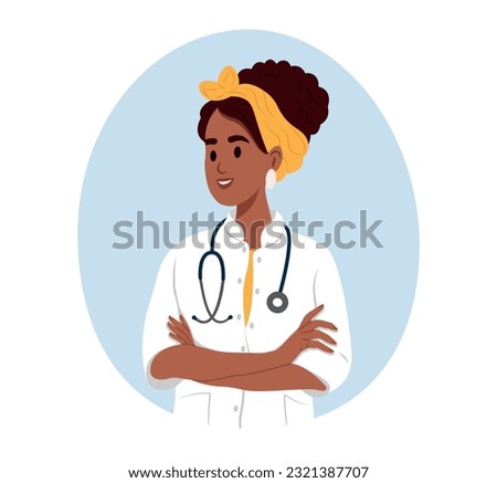 Avatar of a smiling african female doctor, medical worker.