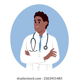 Avatar of a smiling black man doctor, medical worker.