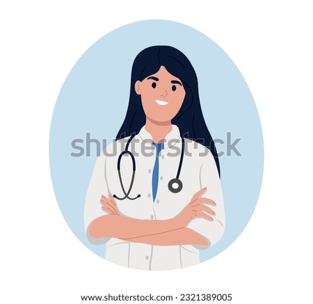 Avatar of a smiling chinese female doctor, medical worker.
