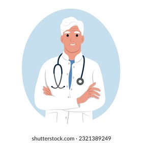 Avatar of a smiling elderly man doctor, medical worker.