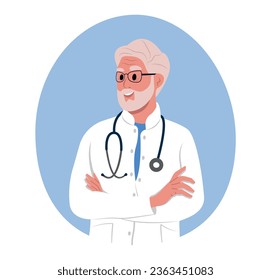 Avatar of a smiling elderly man doctor, medical worker.