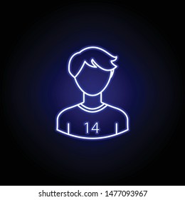avatar soccer player line icon in blue neon style. Signs and symbols can be used for web logo mobile app UI UX