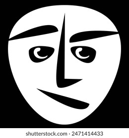 Avatar for social networks. Black and white. Primitive. Set. Ironic.