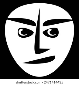 Avatar for social networks. Black and white. Primitive. Set. Angry.