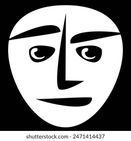 Avatar for social networks. Black and white. Primitive. Set. Surprised.