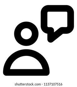 An avatar with speech bubble conveying information or expressing feelings in speech 