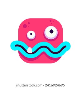 Avatar of square monster in cartoon design. The cartoon design of the square monster avatar adds a playful element, making it entertaining and memorable choice for digital apps. Vector illustration.