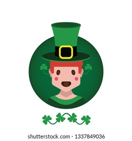 avatar with St Patrick's Day Hat (Use for stickers, t-shirt typography,logos and design elements) - Vektor