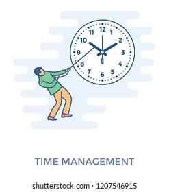 
Avatar stopping clock needle with stick, time management 
