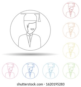 Avatar of student in multi color style icon. Simple thin line, outline vector of avatar icons for ui and ux, website or mobile application