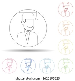 Avatar of student in multi color style icon. Simple thin line, outline vector of avatar icons for ui and ux, website or mobile application