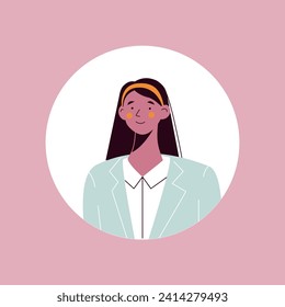 Avatar in the style of a Business meeting. An artful illustration of a business woman's avatar is an ideal choice for diverse business and corporate applications. Vector illustration.