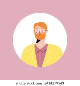 Avatar in the style of a Business meeting. An artful illustration of a business man's avatar suitable for a variety of business and corporate applications. Vector illustration.
