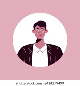 Avatar in the style of a Business meeting. This image features a sophisticated design of a business man's avatar in a cartoon style, making it perfect for professional branding. Vector illustration.