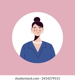 Avatar in the style of a Business meeting. This illustration showcases a stylishly designed business woman's avatar in a cartoon style. Vector illustration.