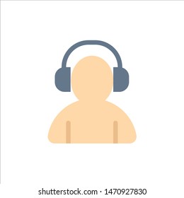 Avatar, Support, Man, Headphone  Flat Color Icon. Vector icon banner Template. Vector Icon Template background