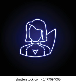 avatar surfer line icon in blue neon style. Signs and symbols can be used for web logo mobile app UI UX