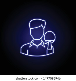 avatar table tennis line icon in blue neon style. Signs and symbols can be used for web logo mobile app UI UX