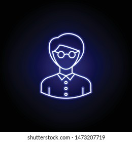 avatar teacher outline icon in blue neon style. Signs and symbols can be used for web logo mobile app UI UX