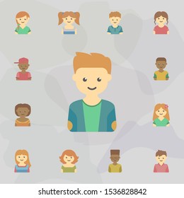 avatar of teenager colored icon. Universal set of kids avatars for website design and development, app development