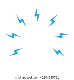 Avatar template of blue lightning round vector icon. Design element blank charge or discharge. Flash anger and rage emotion concept.