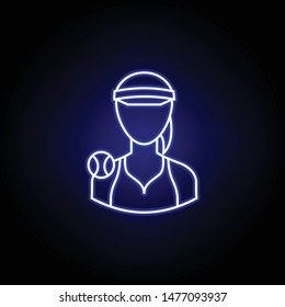 avatar tennis player line icon in blue neon style. Signs and symbols can be used for web logo mobile app UI UX