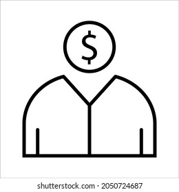 icono de vectores de línea delgada avatar en fondo blanco
