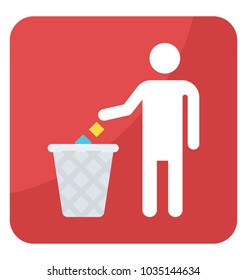 A person’s avatar throwing trash in a dustbin