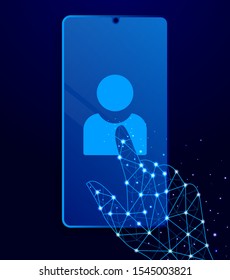 avatar touch phone. Polygon style touch phone vector illustration.