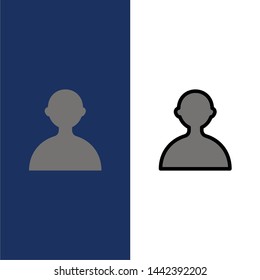 Avatar, User, Basic  Icons. Flat and Line Filled Icon Set Vector Blue Background