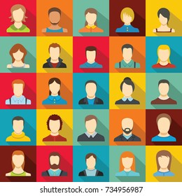 Avatar user icon set. Flat illustration of 25 avatar user vector icons for web
