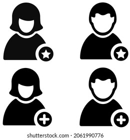 avatar and user icon set, Illustration isolated on a white background. Vector gray sign symbol