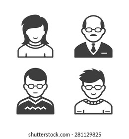 Avatar e conjunto de ícones do usuário. Ícones de ocupação e pessoas. Ilustração vetorial
