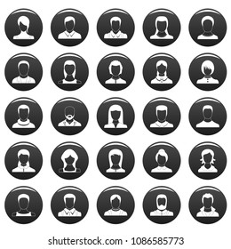 Avatar user icon set. Simple illustration of 25 avatar user vector icons black isolated