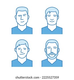 Avatar, user interface icon, male cartoon character in flat style