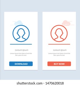 Avatar, User, Profile  Blue and Red Download and Buy Now web Widget Card Template. Vector Icon Template background