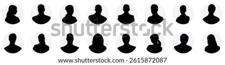 Avatar, user profile, person icon, male and female silhouette, profile picture. Vector flat illustration in grayscale. Suitable for social media profiles, icons, screensavers and as a template.