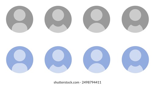Avatar, user profile. Vector flat illustration. Login in profile. Gray round portrait. Register new member