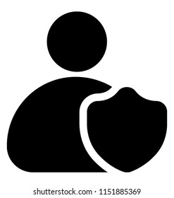 
An avatar user with shield sign symbolising user protection or online privacy concept 

