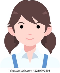 Avatar User Woman girl person people Young Double Ponytail Flat Style