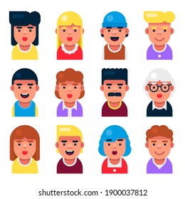 Avatar Userpic Set. Cute Cartoon Characters Icons Set for User Profile. Vector
